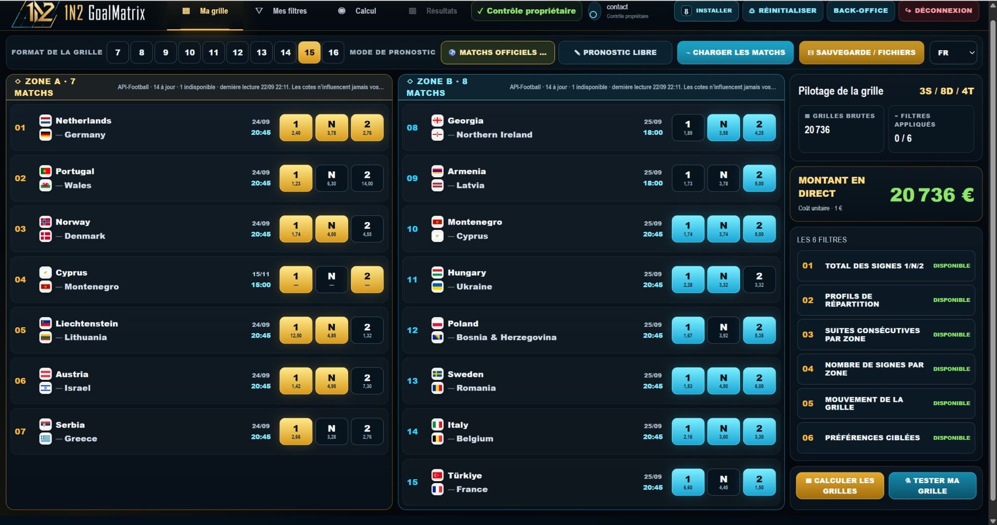 La misma quiniela en GoalMatrix